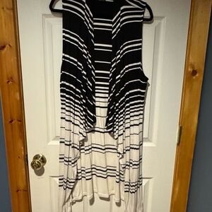 INC International Concepts Black and White Striped Vest